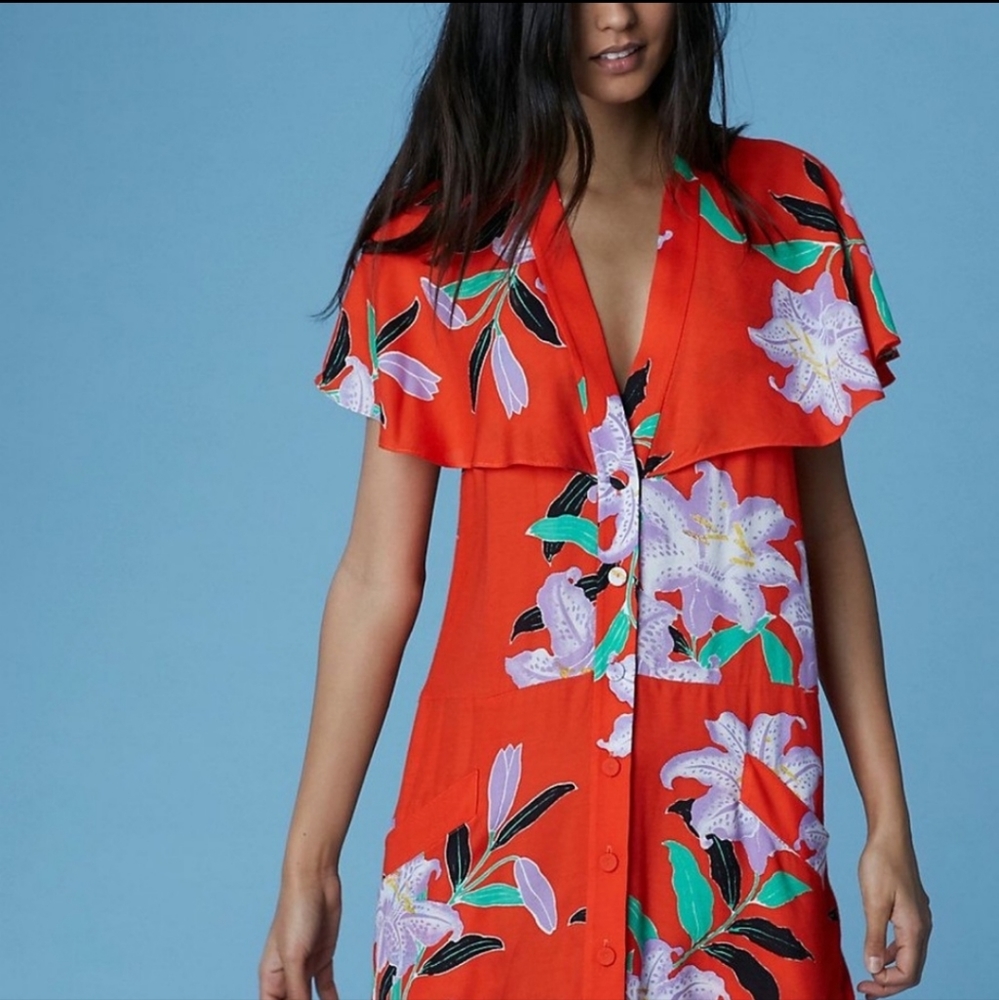 Diane Von Furstenberg Red Floral Dress